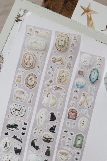 森林女巫與貓 5cm*6m燙金星光膜割型膠帶
