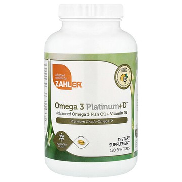 Zahler, Omega-3 Platinum+D™，高級 Omega-3 魚油 + 維生素 D3，180 粒軟膠囊