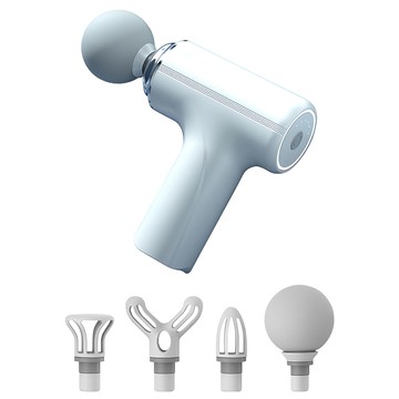 理享家 新一代手持mini震動按摩槍 筋膜槍按摩器 雪峰白  輕巧便攜  多種按摩頭  G5150-2