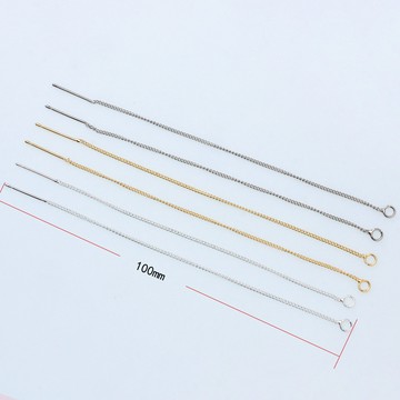 HC--【  10pcs/包】14k包金保色耳線耳針配件 diy材料細鏈耳飾長款流蘇耳環