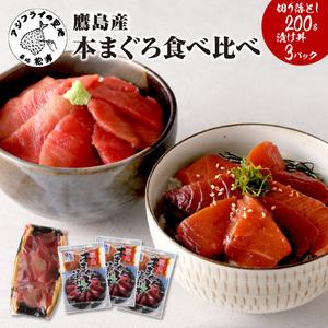 ふるさと納税 鷹島産本まぐろ食べ比べ「切落し200gと漬け丼85g×3P」（マグロ 本マグロ 鷹島産本マグロ まぐろ 本まぐろ 鷹島産本まぐろ マ.. 長崎県松浦市