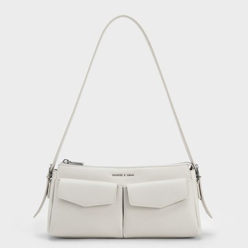 雙口袋粗鍊肩背包