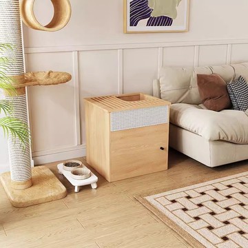 貓砂盆 快速出貨/貓廁所砂盆實木質全半封閉頂入日式室內走廊防外濺超大號定制櫃屋L35公司貨