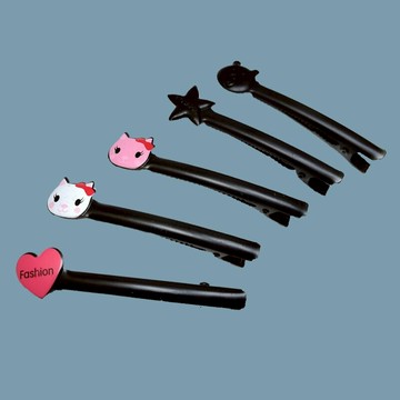 韓國卡通小喵咪朵發夾黑色一字夾鴨嘴夾發飾韓版可愛劉海發卡頂夾