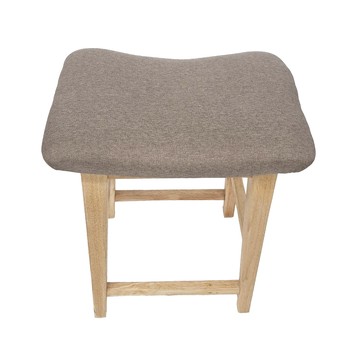 西力特方形原木椅凳 櫸樹原木 亞麻布坐墊  米灰色  1個