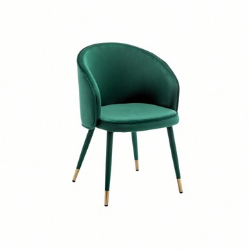 E-home Gerta歌塔流線絨布腳包金邊休閒餐椅-三色可選綠色