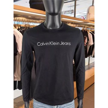 {奧萊精選}CK長袖T恤男裝秋冬休閑圓領彈力棉大碼修身上衣打底衫