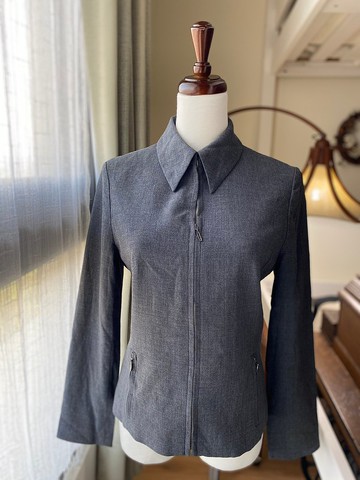 鐵灰簡約毛料古著上衣