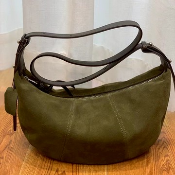 復古麂皮月牙撞色肩背包543090