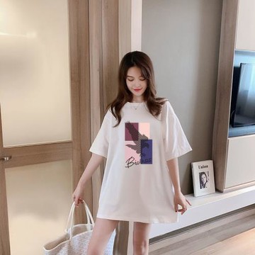 純棉短袖t恤女上衣中長款寬松韓版潮ins大碼女裝胖mm夏裝半袖T恤