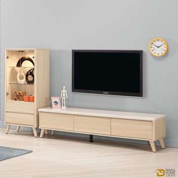 WAKUHOME 瓦酷家具 Claire自然木紋7.9尺原石L櫃寬240.5X深42X高136(公分)