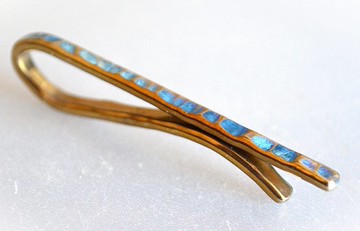 鈦金屬領帶夾・純鈦領帶夾・藍金配色・53mm