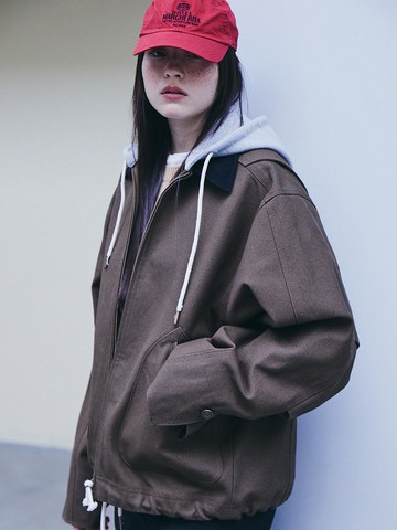 (Unisex) Walter Hoodie Jacket Yellowish Brown