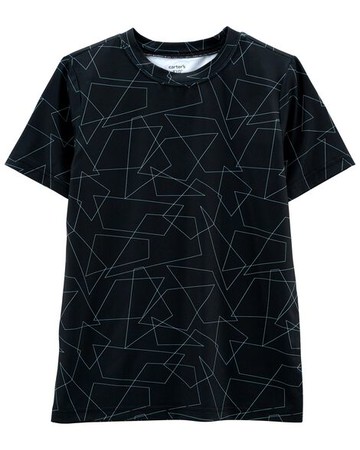 Kid Boy Black & Green Geometric T-Shirt