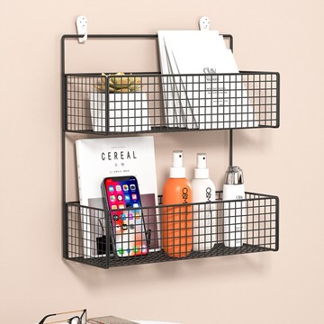 墻上置物架宿舍收納神器床頭掛籃浴室長方形收納架免打孔上鋪神器