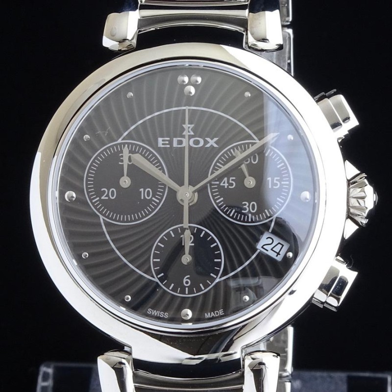 EDOX エドックス 高級 レディース腕時計 クロノグラフ 35mm 黒文字盤 ブラック 50M防水 デイト 日付 即納 プレゼント |  LINEブランドカタログ