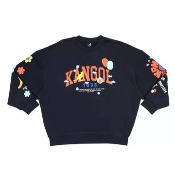 KANGOL 大學T 深藍 繽紛印花 長袖 上衣 女 6552100310