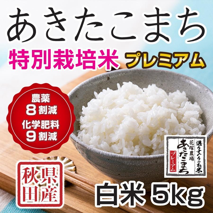 白米 令和5年産新米 秋田県産 あきたこまち 特別栽培プレミアム 5kg 農薬8割減 化学肥料9割減 慣行栽培比 農家直送