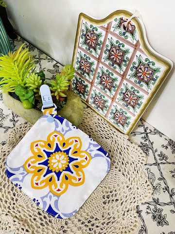 黃色花小手帕手帕巾幼稚園手帕夾擦手巾可拆式扣