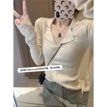 2025新款秋季小眾修身內搭針織衫女大碼胖mm設計感毛衣打底衫上衣