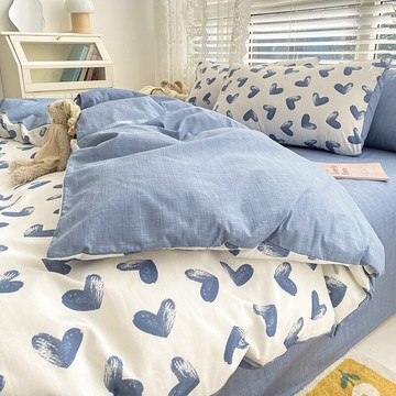 ins小清新純棉床上四件套100全棉床單被套學生宿舍三件套四季通用