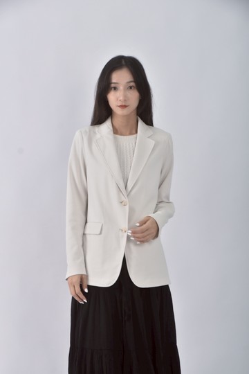 (S) uniqlo西裝排扣白色外套