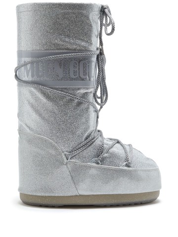 Moon Boot - Icon Glitter snow boots - women - Polyester/Polyester/Polyurethane/PVC/Rubber/Polyethylene Terephthalate (PET) - 35/38 - Silver