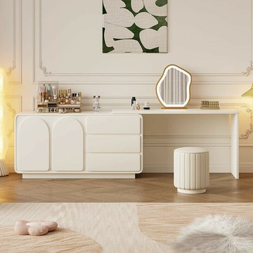 多功能化妝桌 一體實木化妝輕奢梳妝臺 北歐收納柜 現代簡約組合臥室化妝桌 床頭收納柜 北歐化妝臺 化妝臺