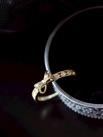 純銀蝴蝶結開口戒指女ins潮個性時尚簡約韓國網紅食指滿鉆不掉色1入