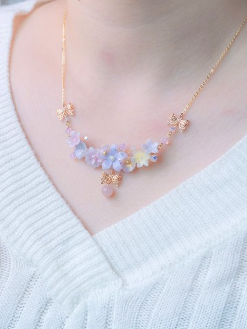 天鵝小橋925純銀鍍14K金花束項鍊