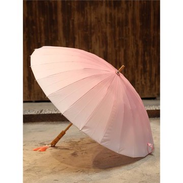 浮羽竹制長柄傘24骨強抗風漸變色長流蘇竹傘復古風直柄傘防水雨傘