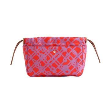 HERMES 愛馬仕 Fourbi 20 手拿包 心紅色 馬鞍棕色 絲綢 Z刻 【二手名牌BRAND OFF】