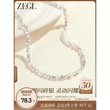 ZEGL淡水珍珠碎銀子項鏈女款輕奢小眾高級感碎銀幾兩脖子頸鏈配飾