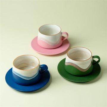 山山而川陶瓷咖啡杯中式窯變精致喝茶杯個人專用單個高檔簡約杯碟