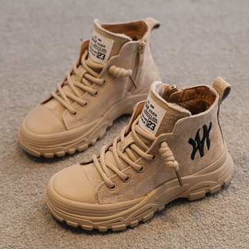 免運 休閒運動鞋女  真皮馬丁靴女2023新款冬季加絨加厚百搭棉鞋厚底增高短筒雪地靴 快速出貨