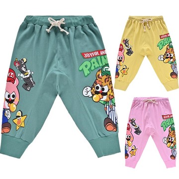 mijello2022夏款童裝 兒童jam果醬熊卡通 男女童休閑七分哈倫褲