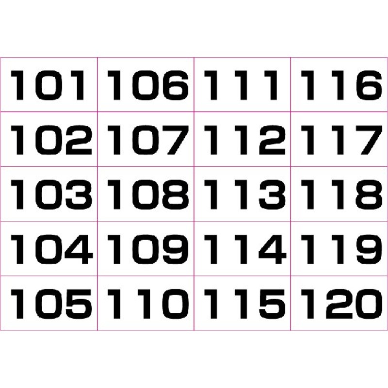 数字シール連番(黒) 101〜200（５シート） | LINEショッピング