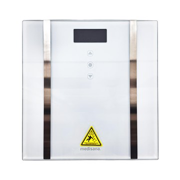 Medisana 四合一多功能體脂計 四種身體數據 10位使用者 LCD背光螢幕 強化玻璃安全設計  BS 265  白色  1個