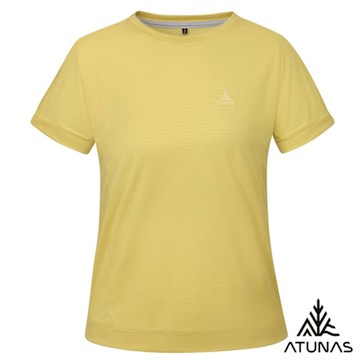 【ATUNAS 歐都納】女款循環ATUNAS-TEX短袖T恤A2TS2533WC奶油黃/吸濕快乾/輕薄舒適/抗紫外線/戶外休閒