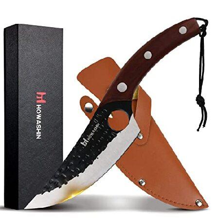 Howashin 6'' Viking Knife Hand Forged Boning Knife Camping Chef Knife Ergonomic Handle With Sharpener and Christmas Gift Box