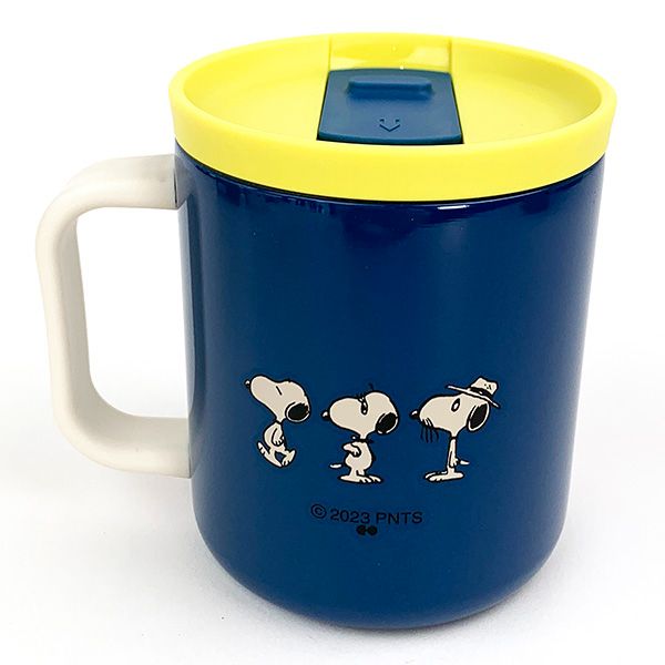 スヌーピ SNOOPY ステンレスマグ ブルー フタ付き コップ PEANUTS