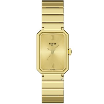 TISSOT 天梭 SRV系列 幾何造型 方型腕錶 女錶 手錶-T1601103302300/金30x21,8mm
