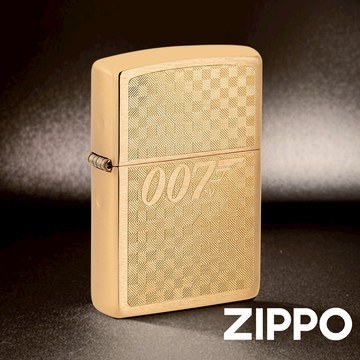 ZIPPO 詹姆斯龐德007紋雕防風打火機 金色機身 菱格紋路 特務電影主題 收藏 終身保修 46298