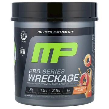 MusclePharm, Pro Series Wreckage™，鍛鍊前配方，酸桃圈味，15.5 盎司（440 克）