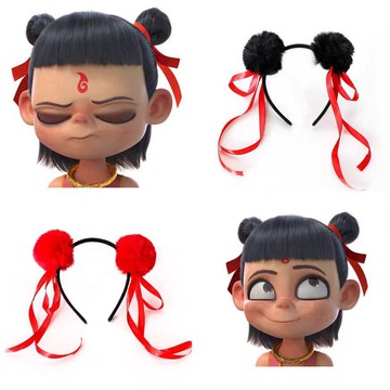 【台灣公司 可打統編】免運 哪吒鬧海魔童降世同款暗黑系cosplay發箍丸子頭可愛發帶頭箍發飾 可開發票 全館五折 工廠現貨直銷 新品特價 z9211
