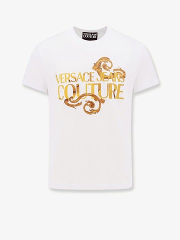 Cotton t-shirt with logo watercolor print - VERSACE JEANS COUTURE - gender_Man