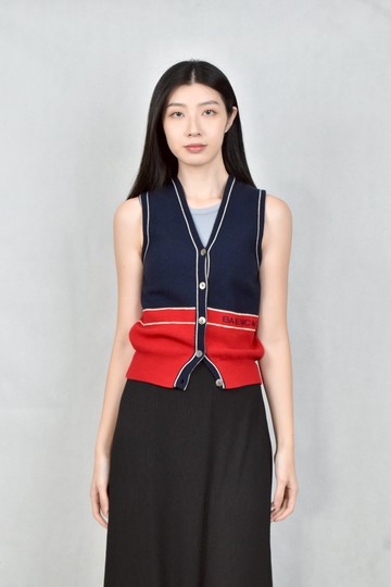 (S) balenciaga藍色針織背心上衣