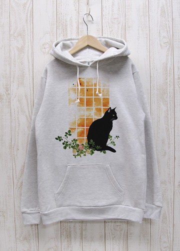 站立黑貓連帽衫Window SUNSET Heather 白 / R030-P-HWH