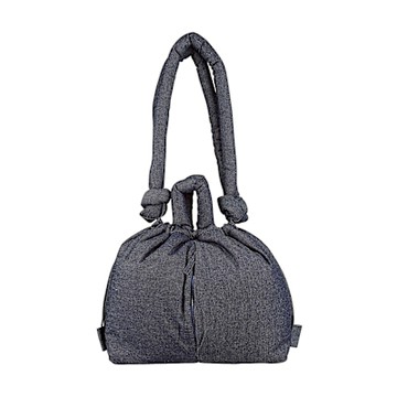 OLEND ONA 蓬鬆柔軟牛仔棉吸釦手提斜背後背空氣包(大/單寧藍)