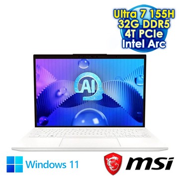MSI Prestige 13 AI Evo A1MG-210TW 純淨白 13.3吋AI&EVO筆電 (2.8K OLED/Intel Ultra 7-155H/32G DD